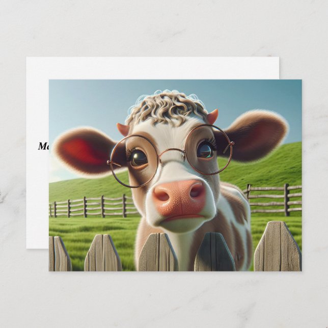 Cow Wearing Glasses For Eye Clinic Postcard (Front/Back)