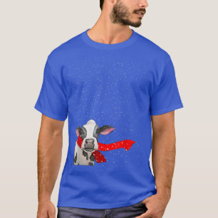 Cow wearing red scarf in the snow  T-Shirt