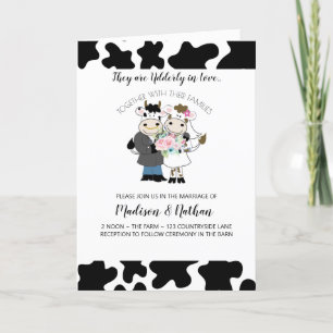 Cow Wedding Udderly in Love Folded Invite Card