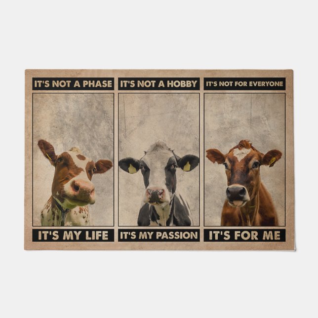 Cow Welcome Mat, Farm Animals Doormat (Front)