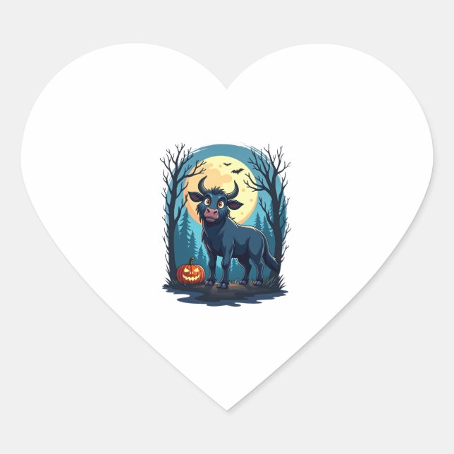 Cow Werewolf Transformation Heart Sticker (Front)