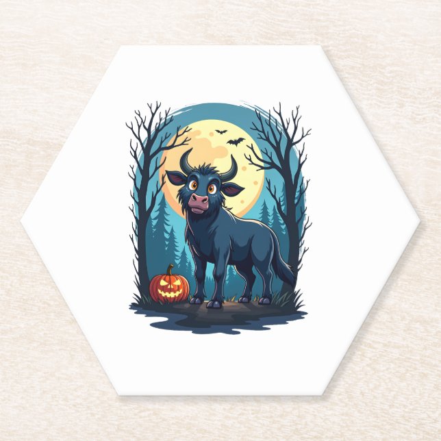 Cow Werewolf Transformation Paper Coaster (Front)