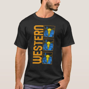 Cow Western Cow Skulls Cactus Vintage Aztec Cow Fa T-Shirt