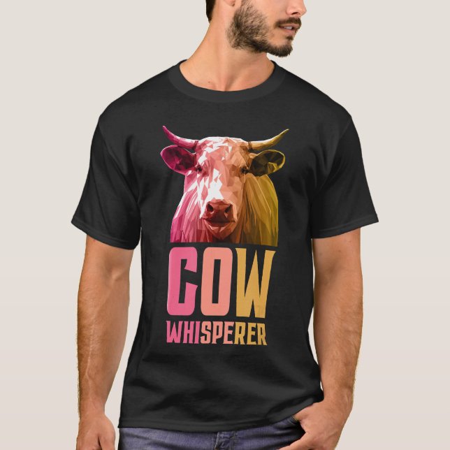 Cow Whisperer Farmer Farming Cows Polygon Tee (Front)