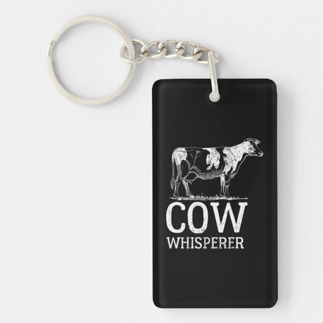 Cow Whisperer Funny Farmer White Key Ring (Front)