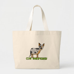 cow whisperer large tote bag