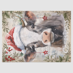 Cow Winter Christmas Watercolor Tissue Paper