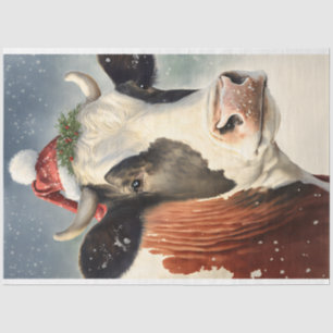 Cow Winter Christmas Watercolor Tissue Paper