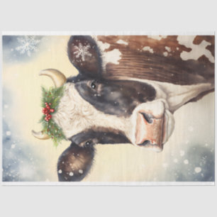 Cow Winter Christmas Watercolor Tissue Paper