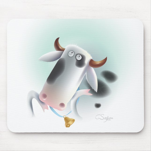 cow with bell mouse mat (Front)