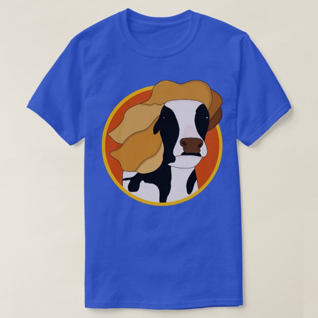 Cow with Blonde Wig T-Shirt (Design Front)