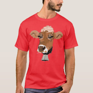 Cow with cowbell Farmer Gifts Funny Cows  T-Shirt