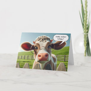 Cow With Eyeglasses Birthday Humour Card