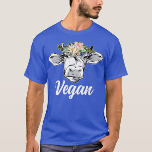 Cow With Flower Vegan Lifestyle Funny Vegetarian T-Shirt