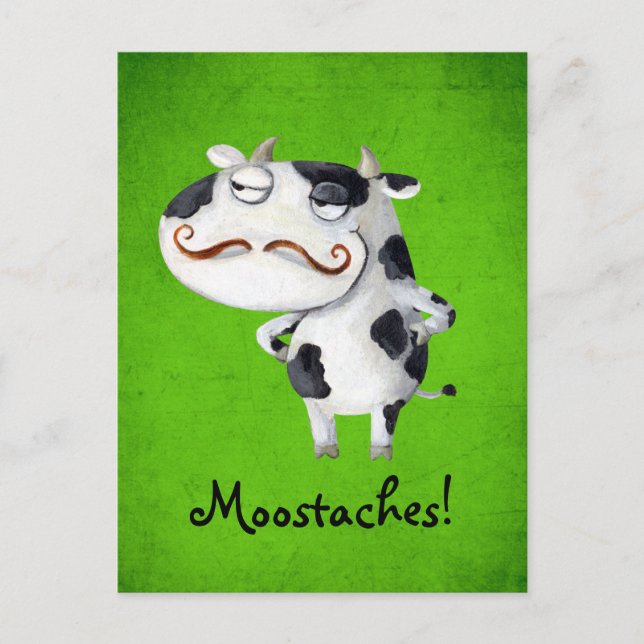 Cow with Moustaches Postcard (Front)