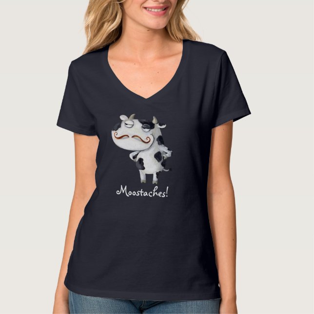 Cow with Moustaches T-Shirt (Front)