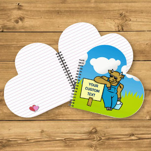 Cow with sign notebook