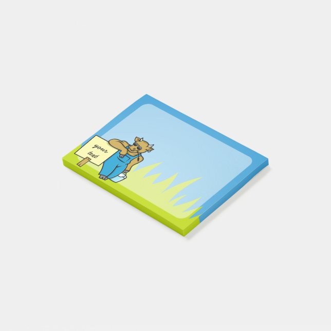 Cow with sign post-it notes (Angled)