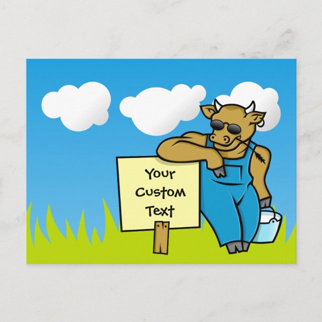 Cow with sign postcard (Front)
