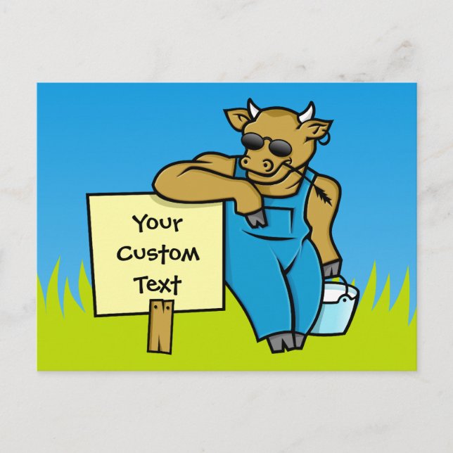 Cow with sign postcard (Front)