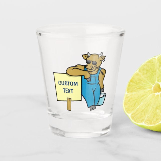 Cow with Sign Shot Glass (Front)