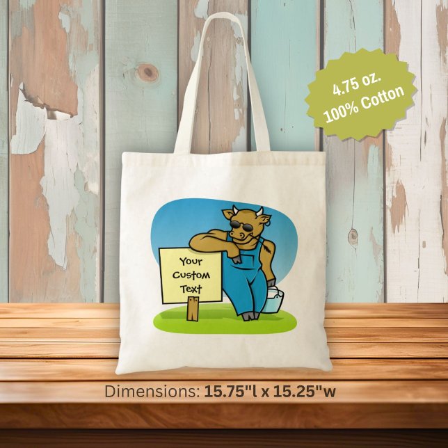 Cow with sign tote bag (Creator Uploaded)