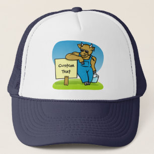Cow with sign trucker hat