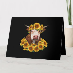 Cow With Sunflowers Farming Farmer Life Cow Lovers Card