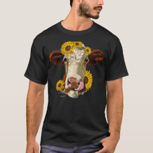 Cow With Sunflowers Farming Farmer Life Cow T-Shirt