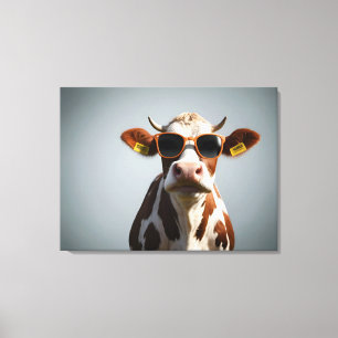 Cow with sunglasses canvas print