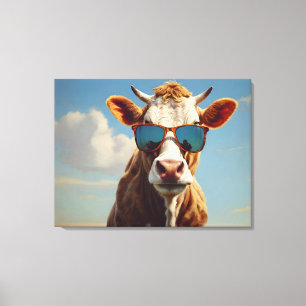 Cow with sunglasses canvas print