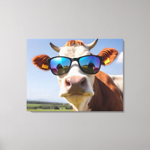 Cow with sunglasses canvas print