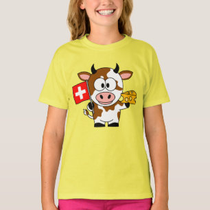 Cow with Swiss flag and cheese T-Shirt