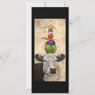 Cow with veggies flat card