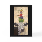 Cow with veggies greeting card