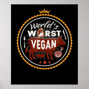 Cow Worlds Worst Vegan Meat BBQ Poster