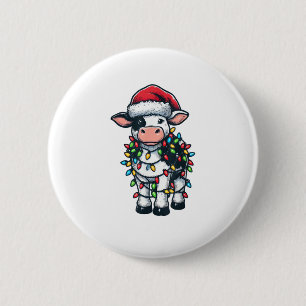 Cow Xmas Outfit Cute Santa Cow 6 Cm Round Badge
