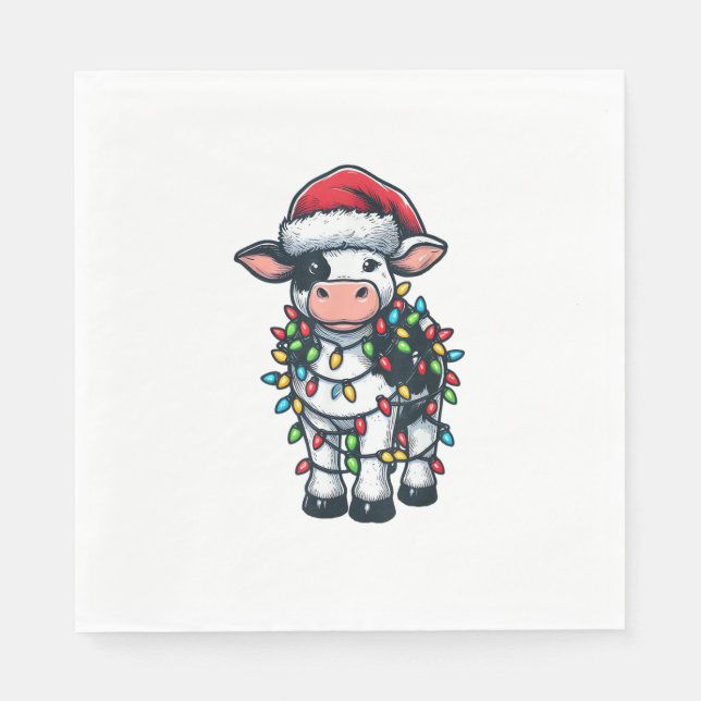 Cow Xmas Outfit Cute Santa Cow  Napkin (Front)