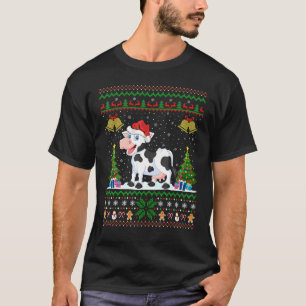 Cow Xmas Santa Hat Ugly Cow Christmas T-Shirt