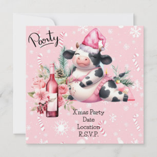 Cow Yoga Pink Christmas Decoration  Invitation