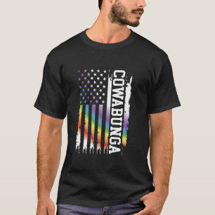Cowabunga United States Distressed Rainbow w US Fl T-Shirt