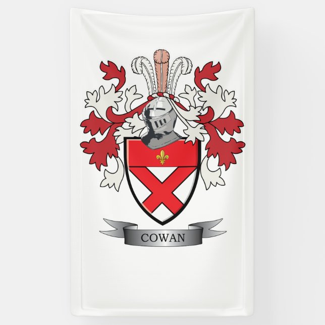 Cowan Family Crest Coat of Arms Banner (Vertical)