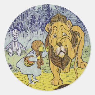 Cowardly Lion Wizard of Oz Book Page Classic Round Sticker
