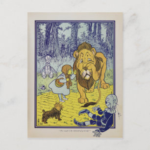 Cowardly Lion Wizard of Oz Book Page Postcard