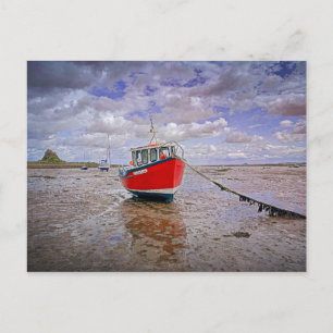 Cowbar Lass Moored by Lindisfarne Castle Postcard