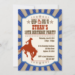 Cowboy 10th Birthday Party Invitation