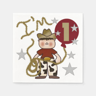 Cowboy 1st Birthday Paper Napkins