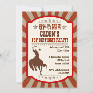 Cowboy 1st Birthday Party Invitation