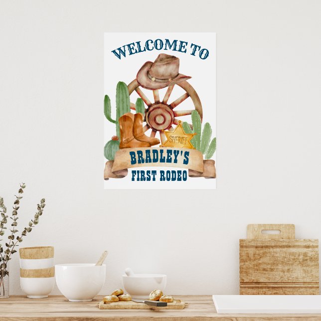 Cowboy 1st rodeo horses farm party welcome sign (Kitchen)