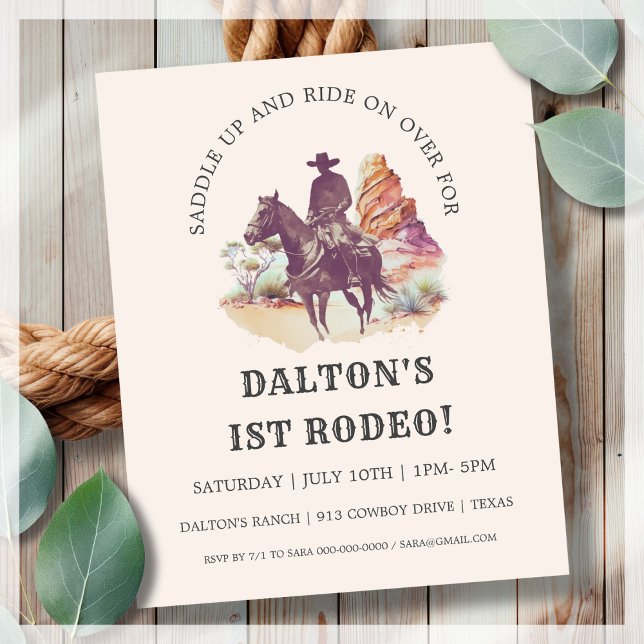 Cowboy 1st Rodeo Party Budget Birthday Invitation (Creator Uploaded)